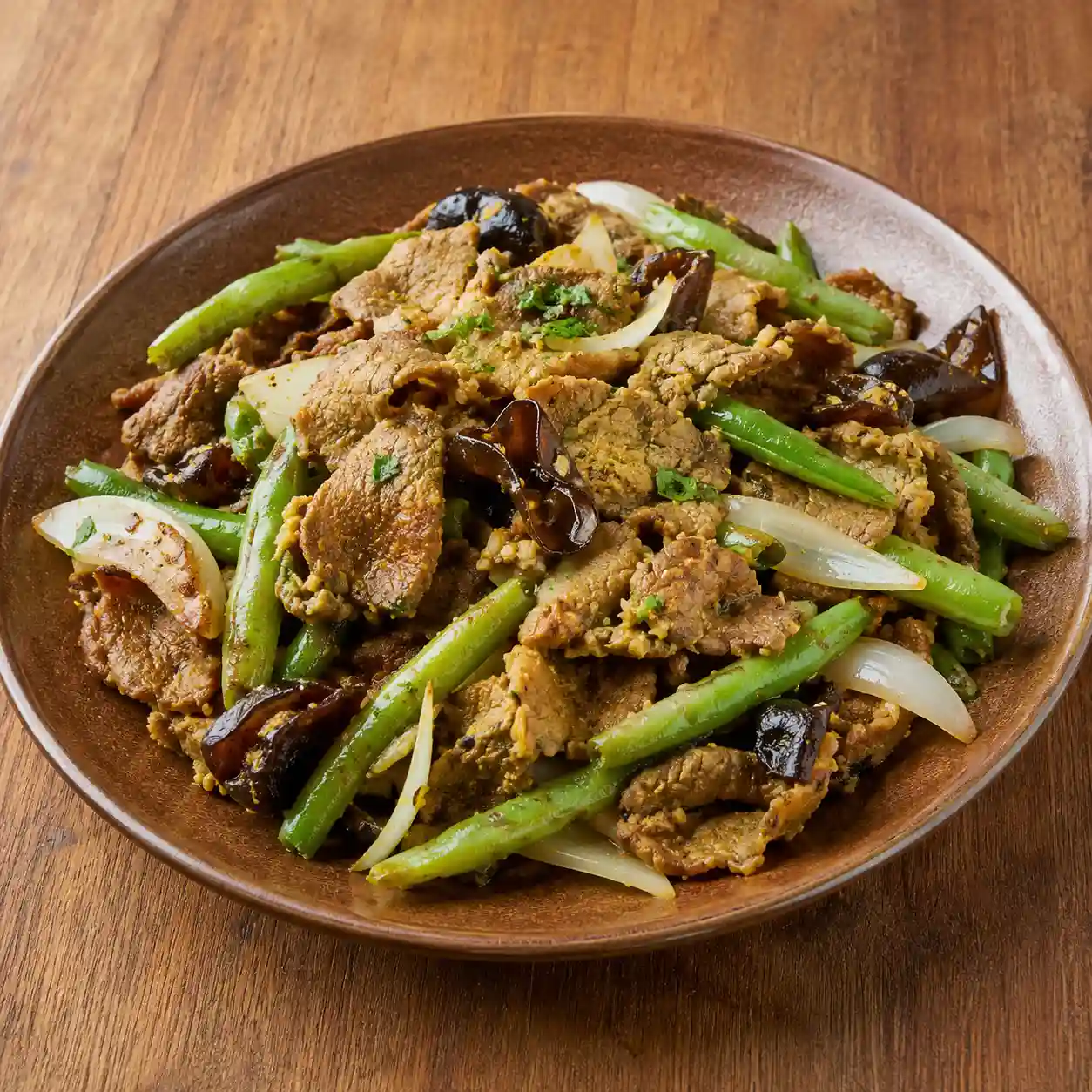 羊肉片四季豆酥烤