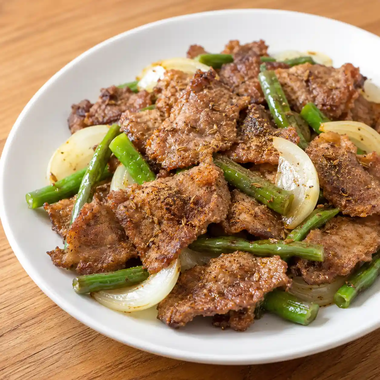 孜然牛肉片薄衣酥炸