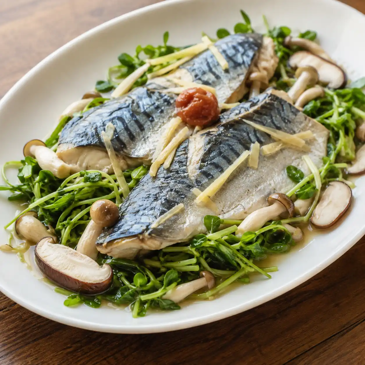 梅香鯖魚豆苗蒸