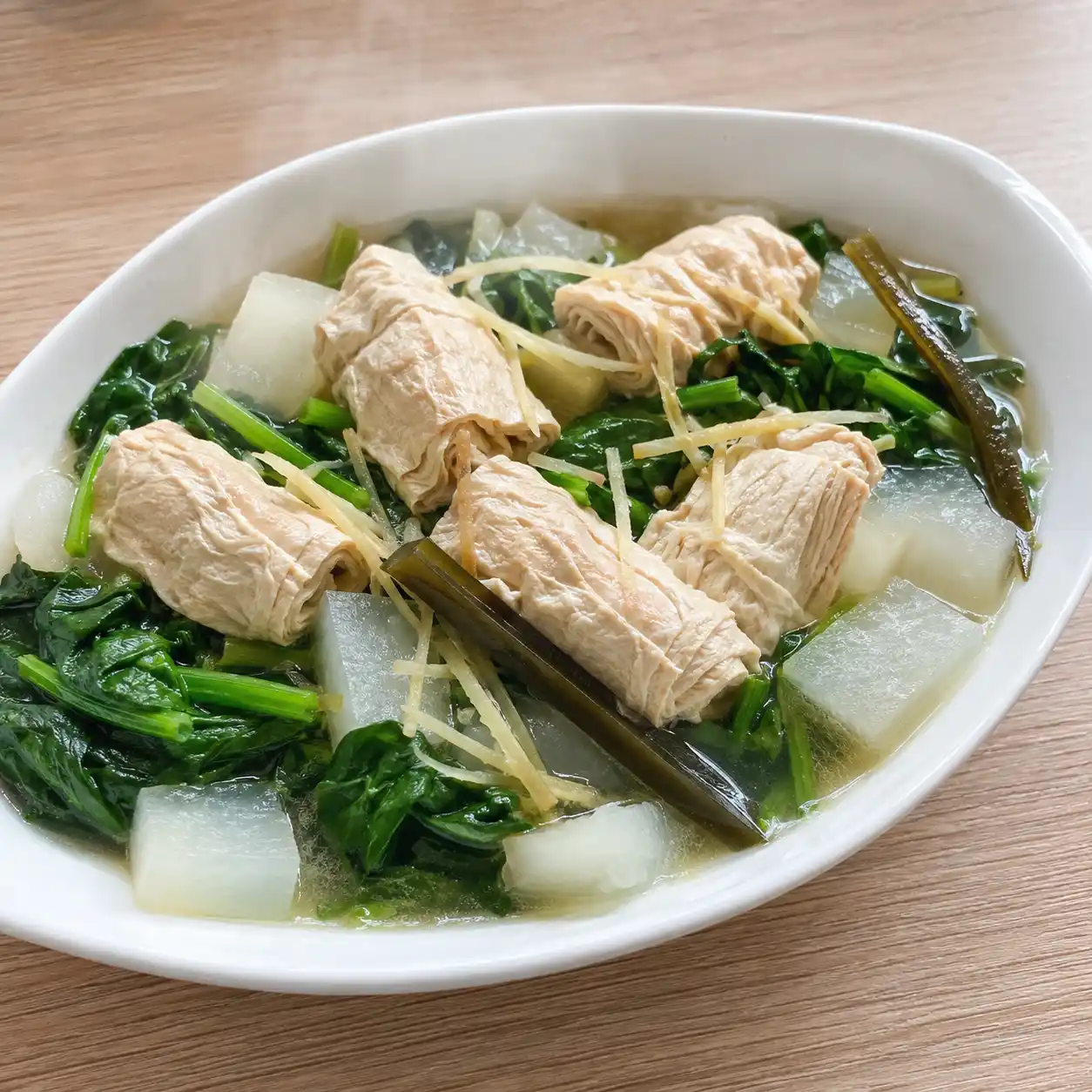 清蒸豆包菠菜