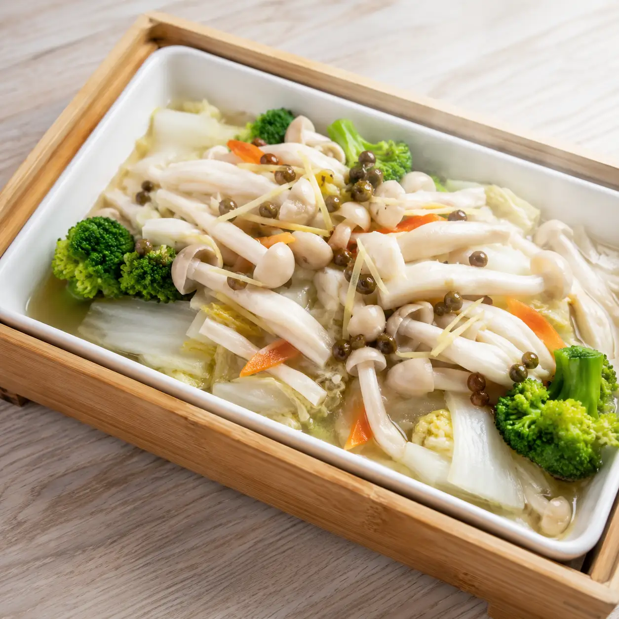 破布子白精靈菇蒸盒
