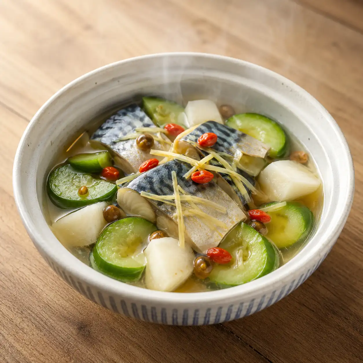 鯖魚大黃瓜蒸盅