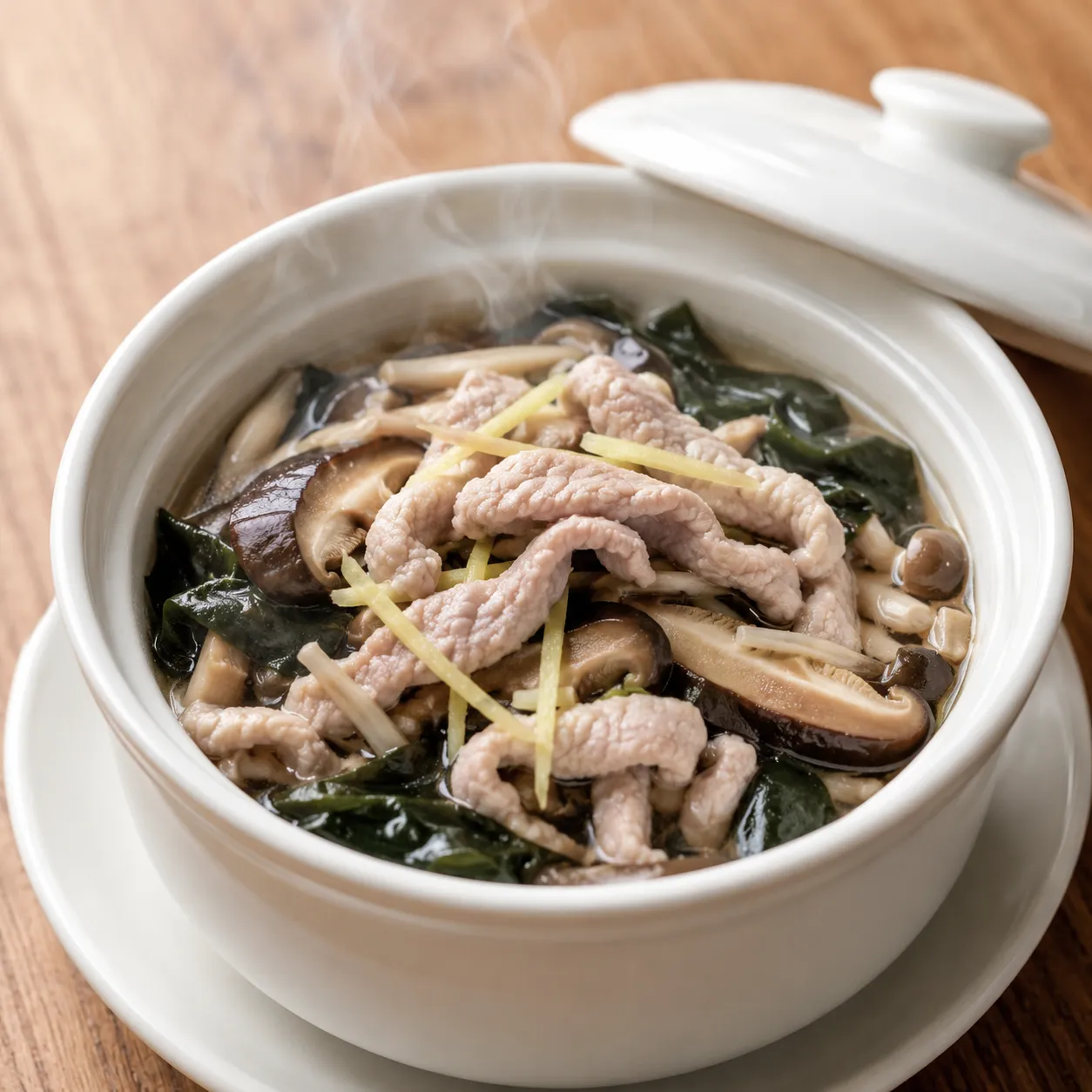 瘦肉絲蘑菇蒸盅