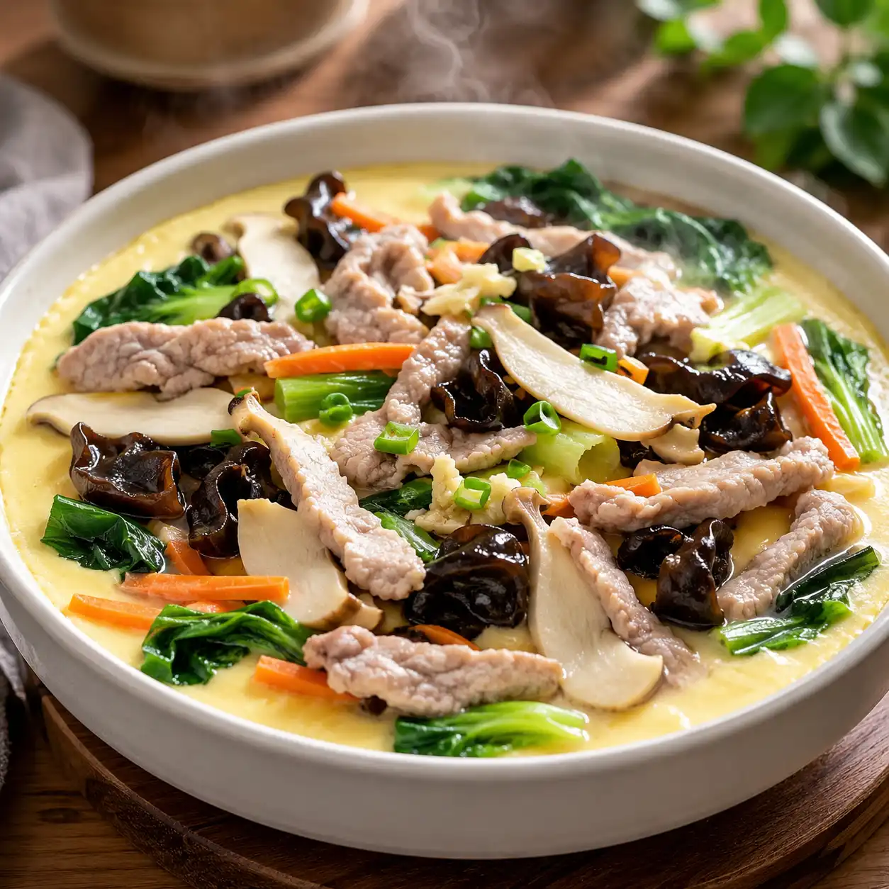 豬柳黑木耳蒸蛋