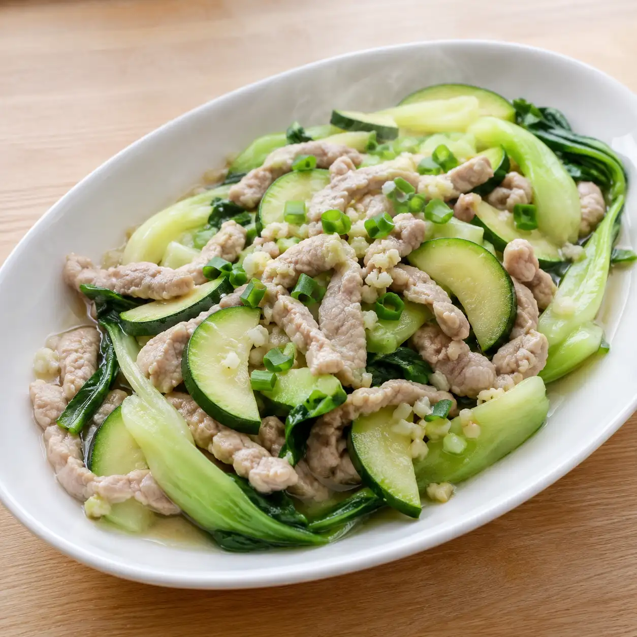 蒜蓉瘦肉絲小白菜蒸
