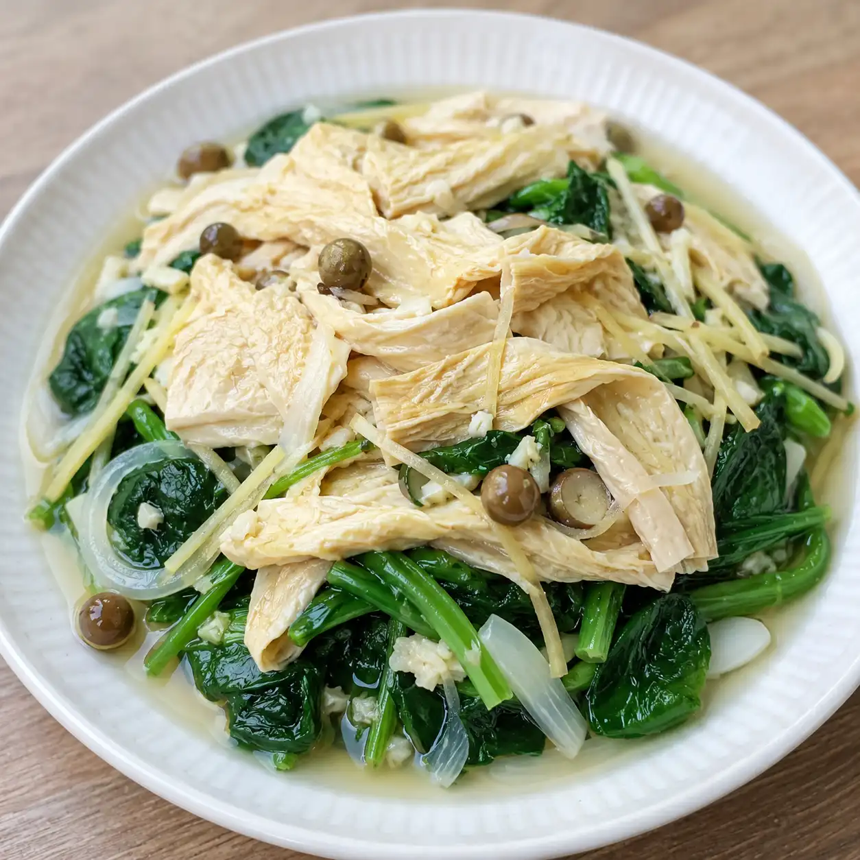 清蒸豆皮菠菜