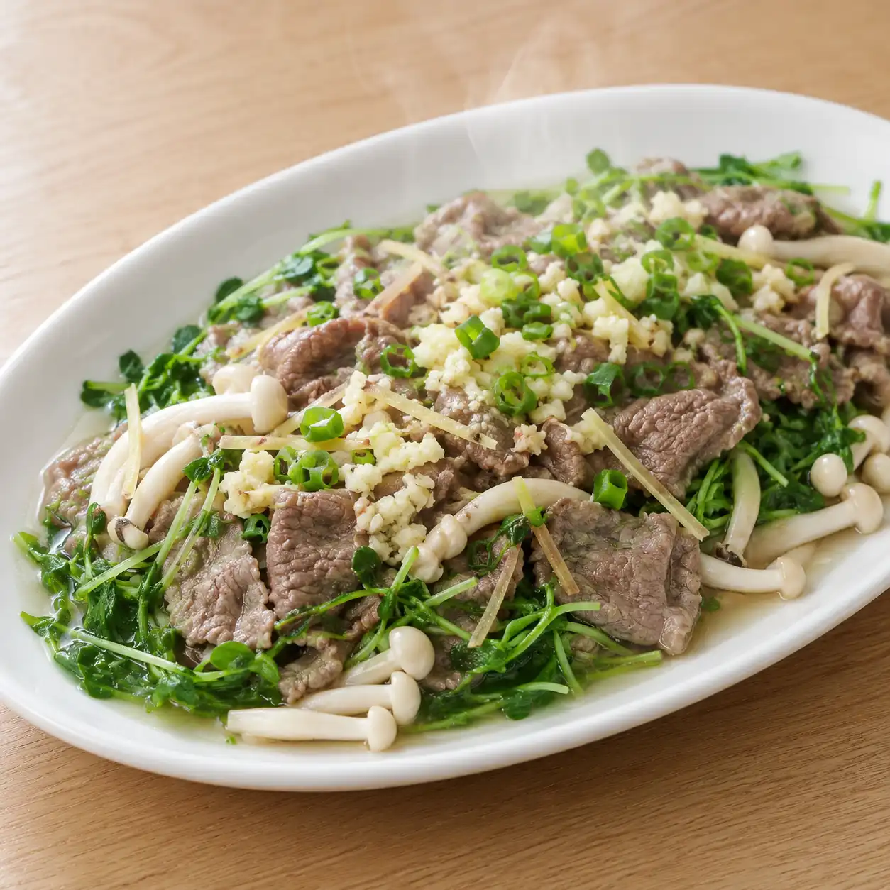 蒜蓉牛肉片豆苗蒸