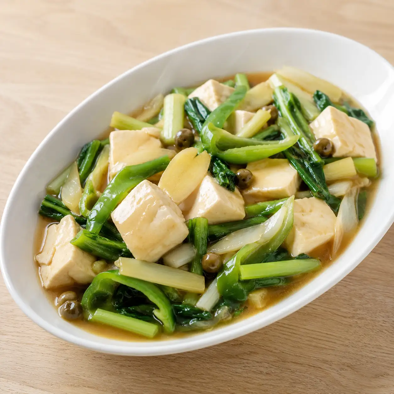 嫩豆腐青椒蔥燒