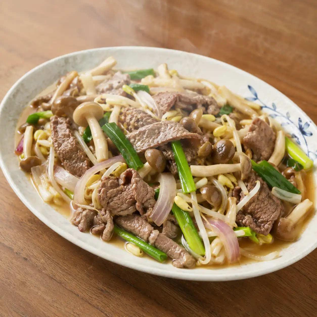 牛柳鴻喜菇蔥燒
