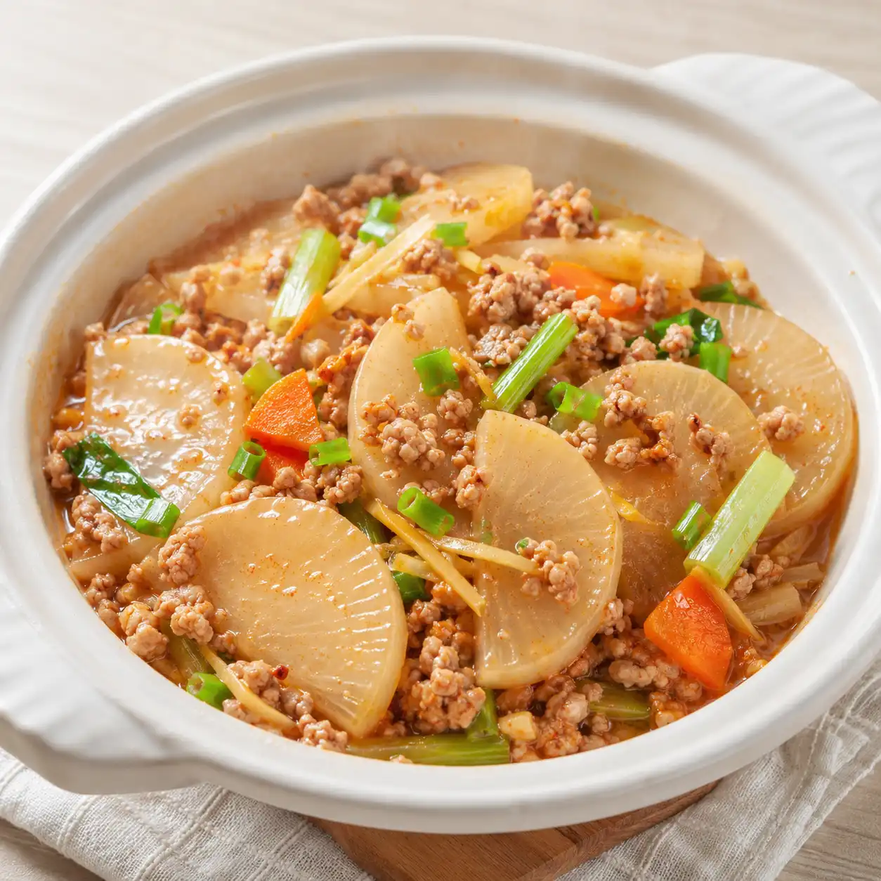 瘦絞肉白蘿蔔蔥燒