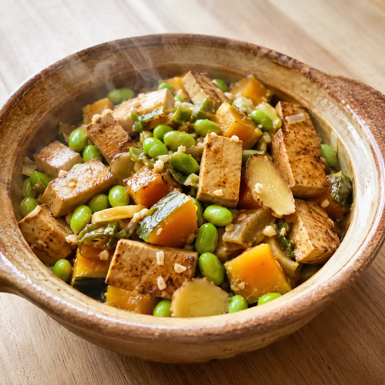 剝皮辣椒豆干毛豆燒