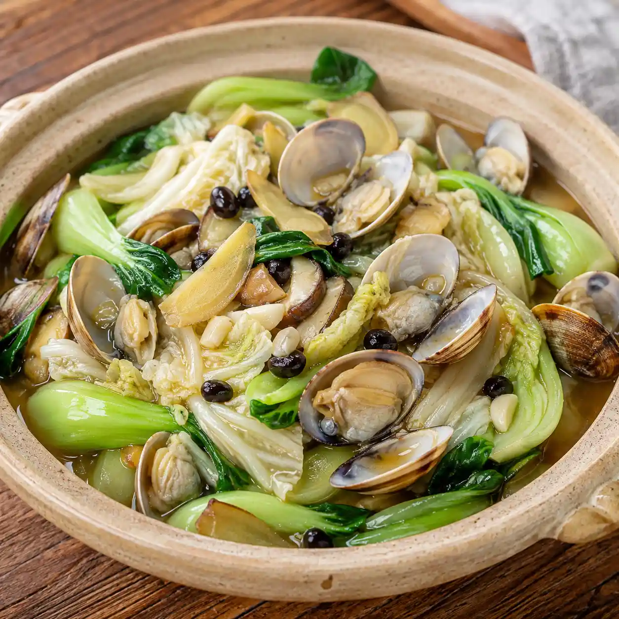 破布子蛤蜊青江菜燒