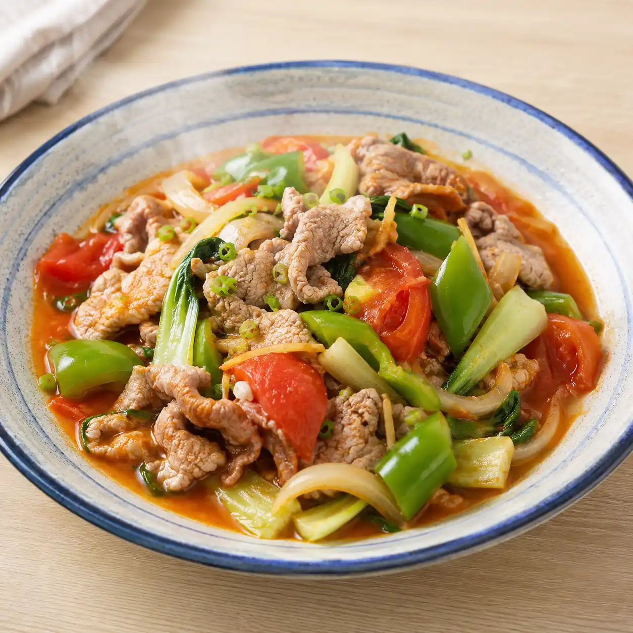 番茄羊肉片青椒燒