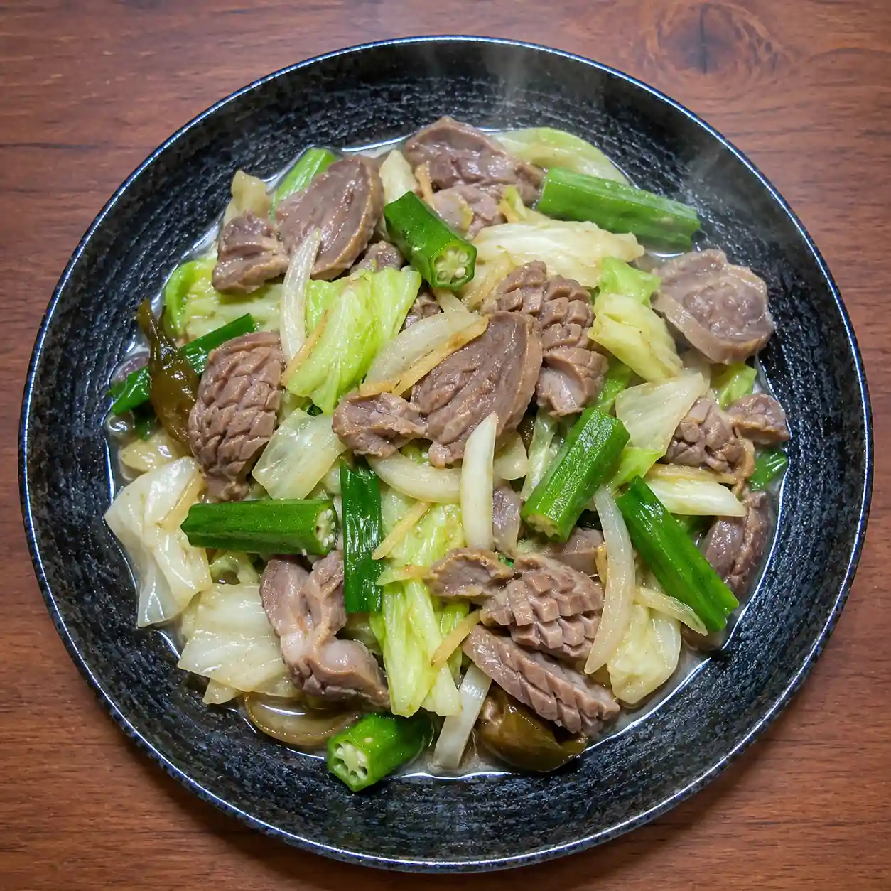 雞胗高麗菜蔥燒