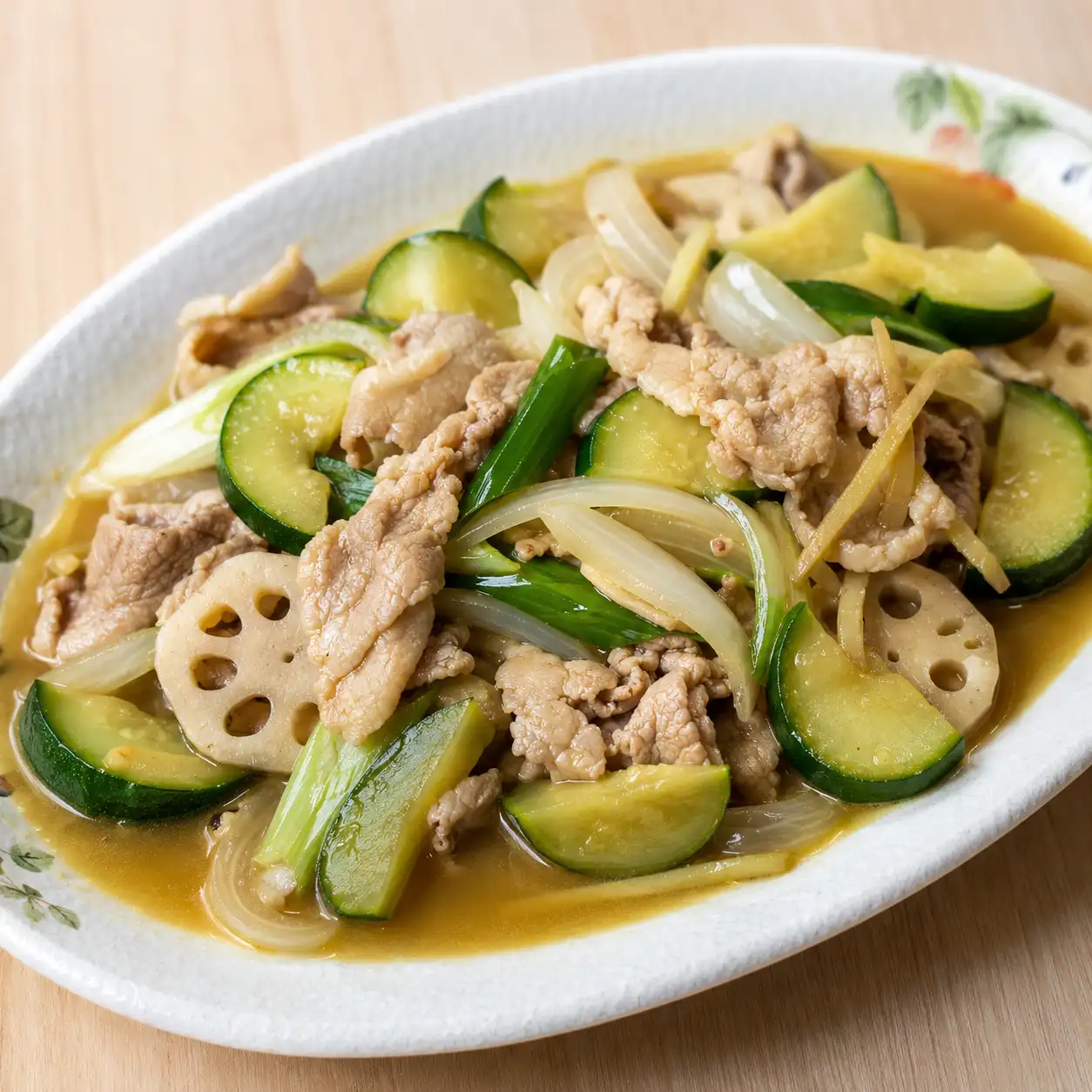豬肉片大黃瓜蔥燒