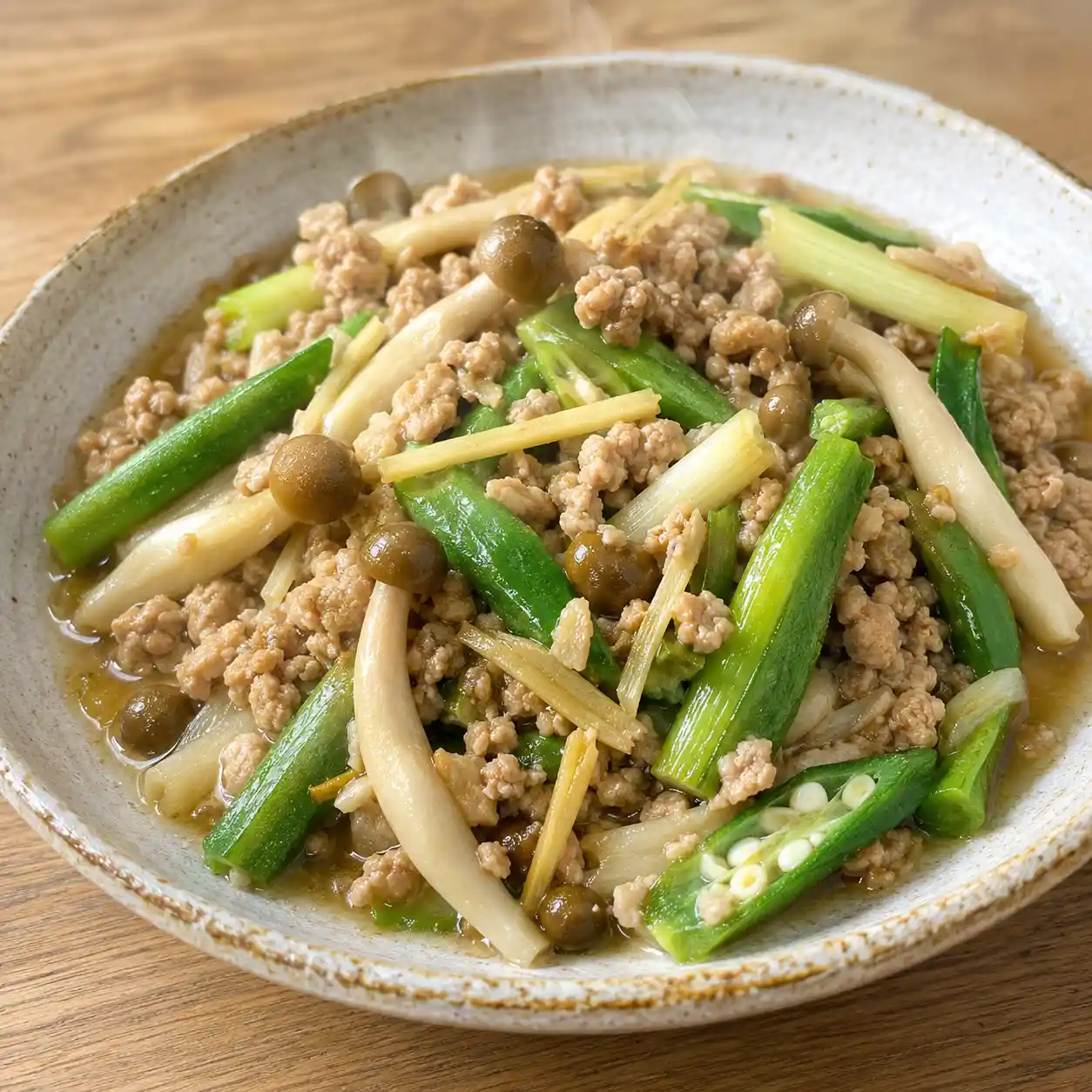 瘦絞肉鴻喜菇蔥燒
