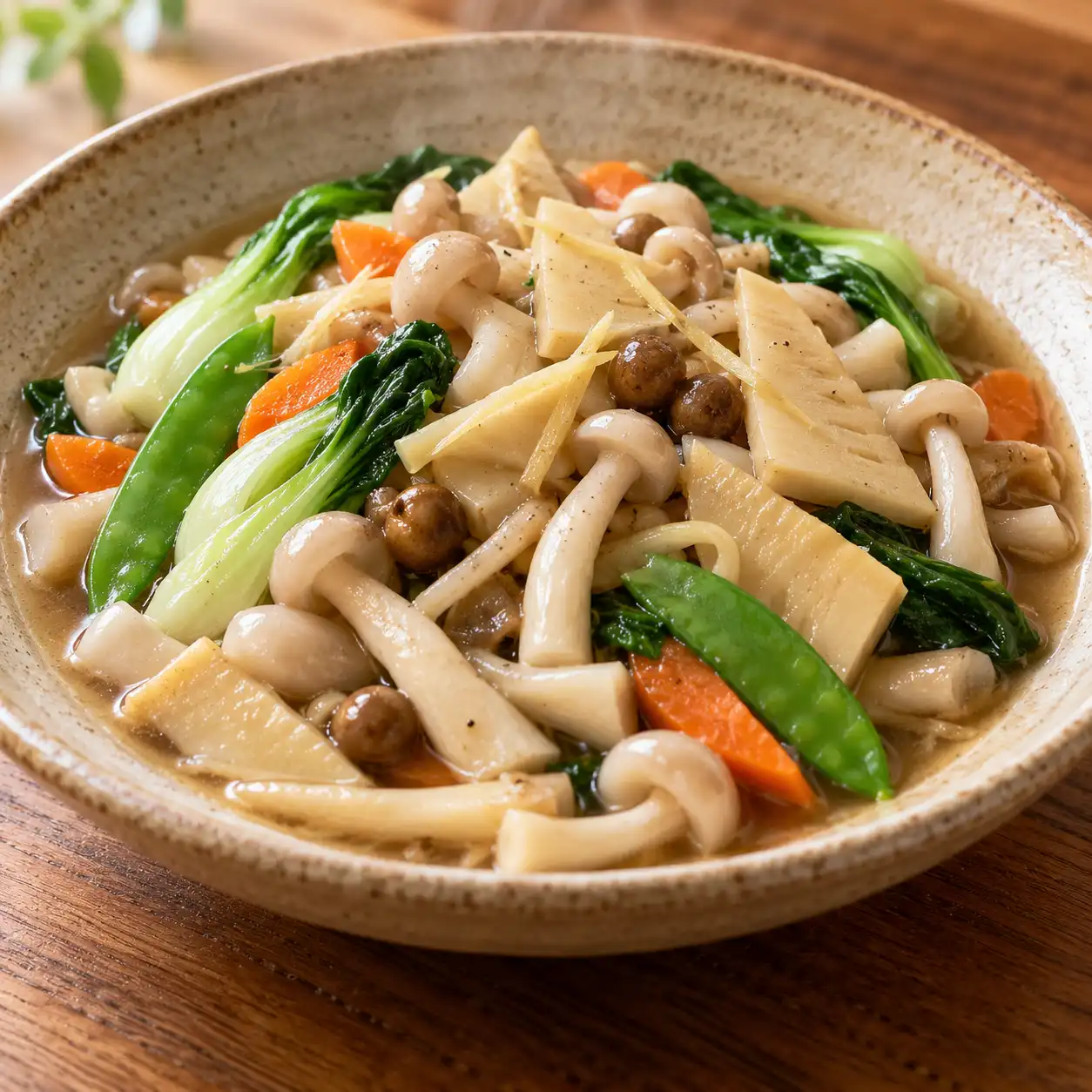 破布子白精靈菇竹筍燒