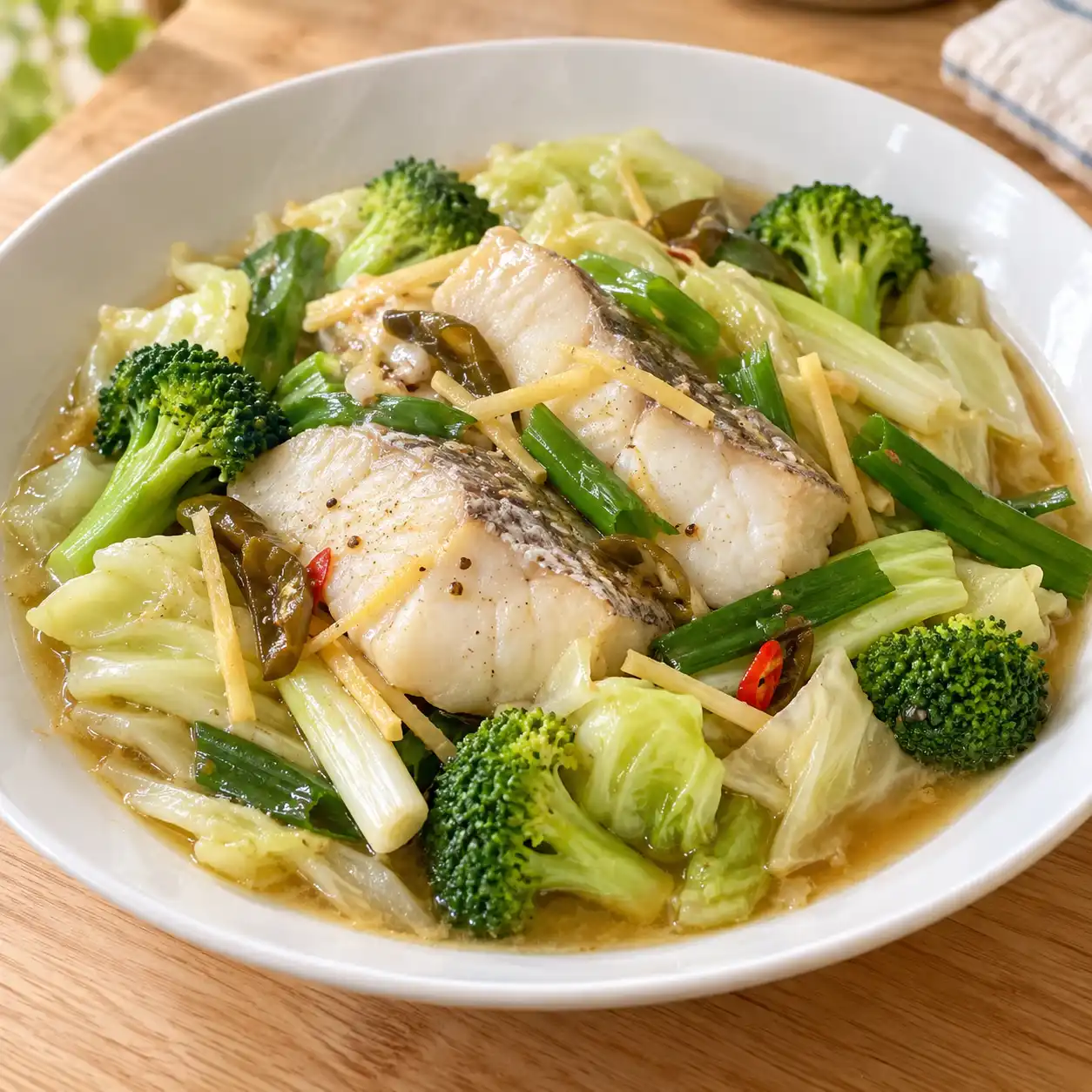 鯛魚高麗菜蔥燒