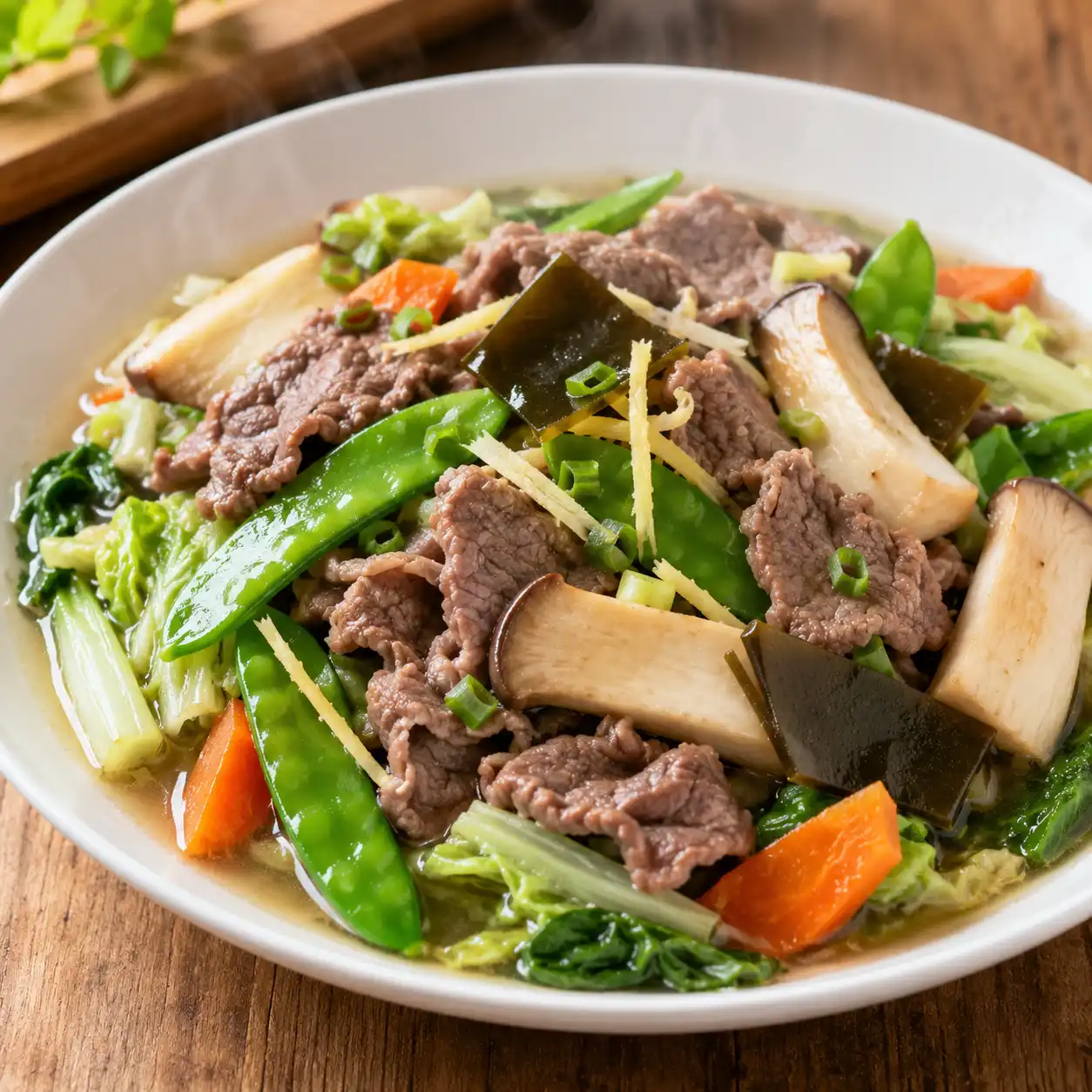 昆布牛肉片荷蘭豆燉