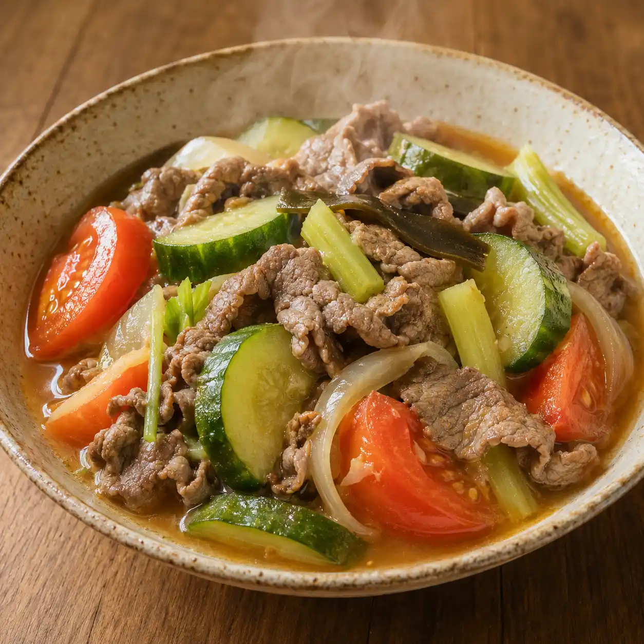 番茄牛肉片大黃瓜燉