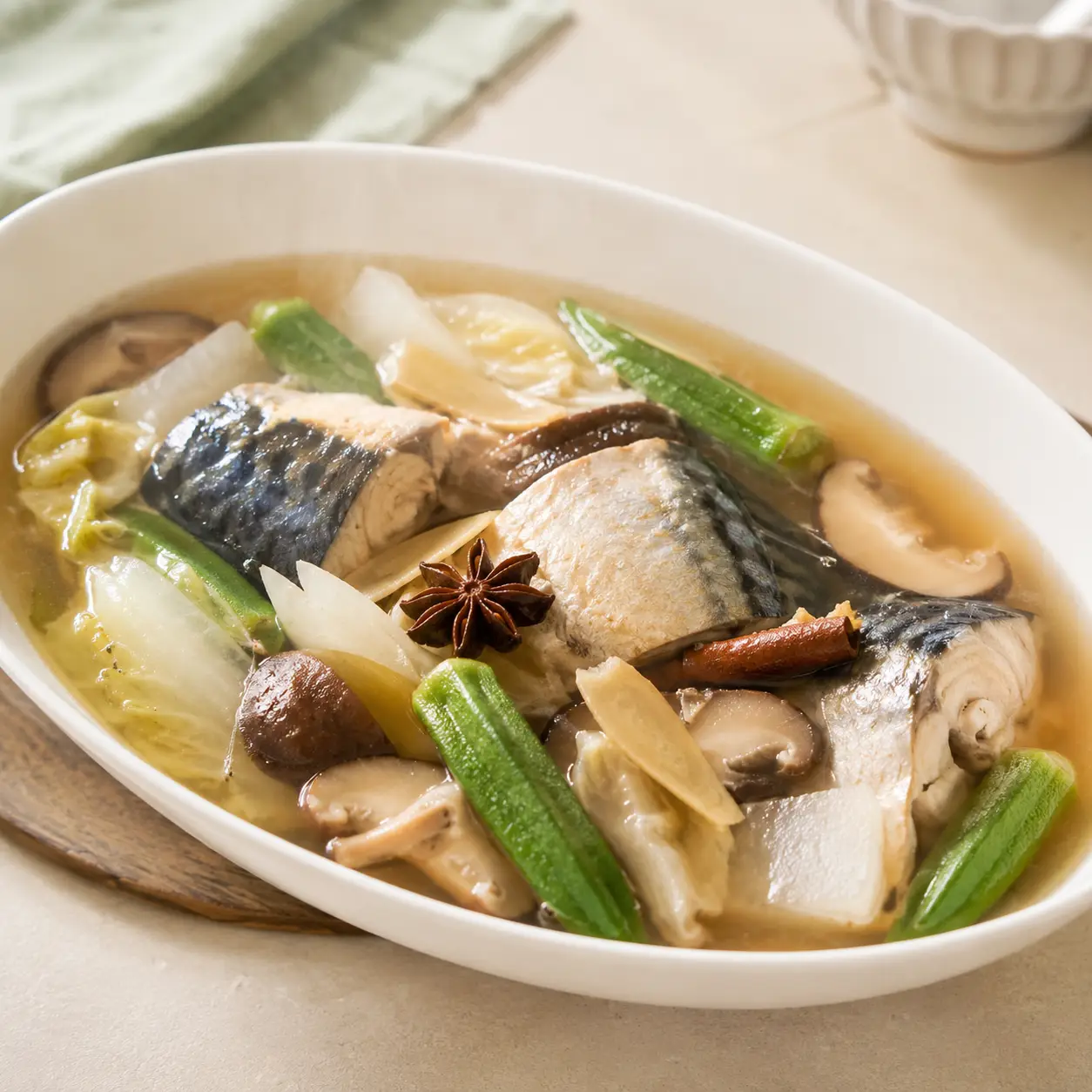 鯖魚秋葵五香滷