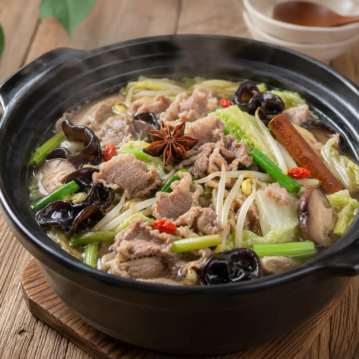 五香羊肉片黑木耳燉