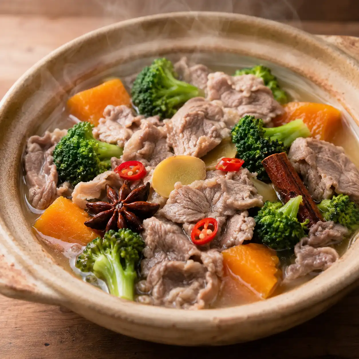 羊肉片青花菜五香滷