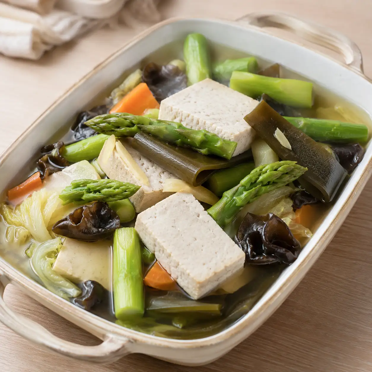 昆布板豆腐蘆筍煨