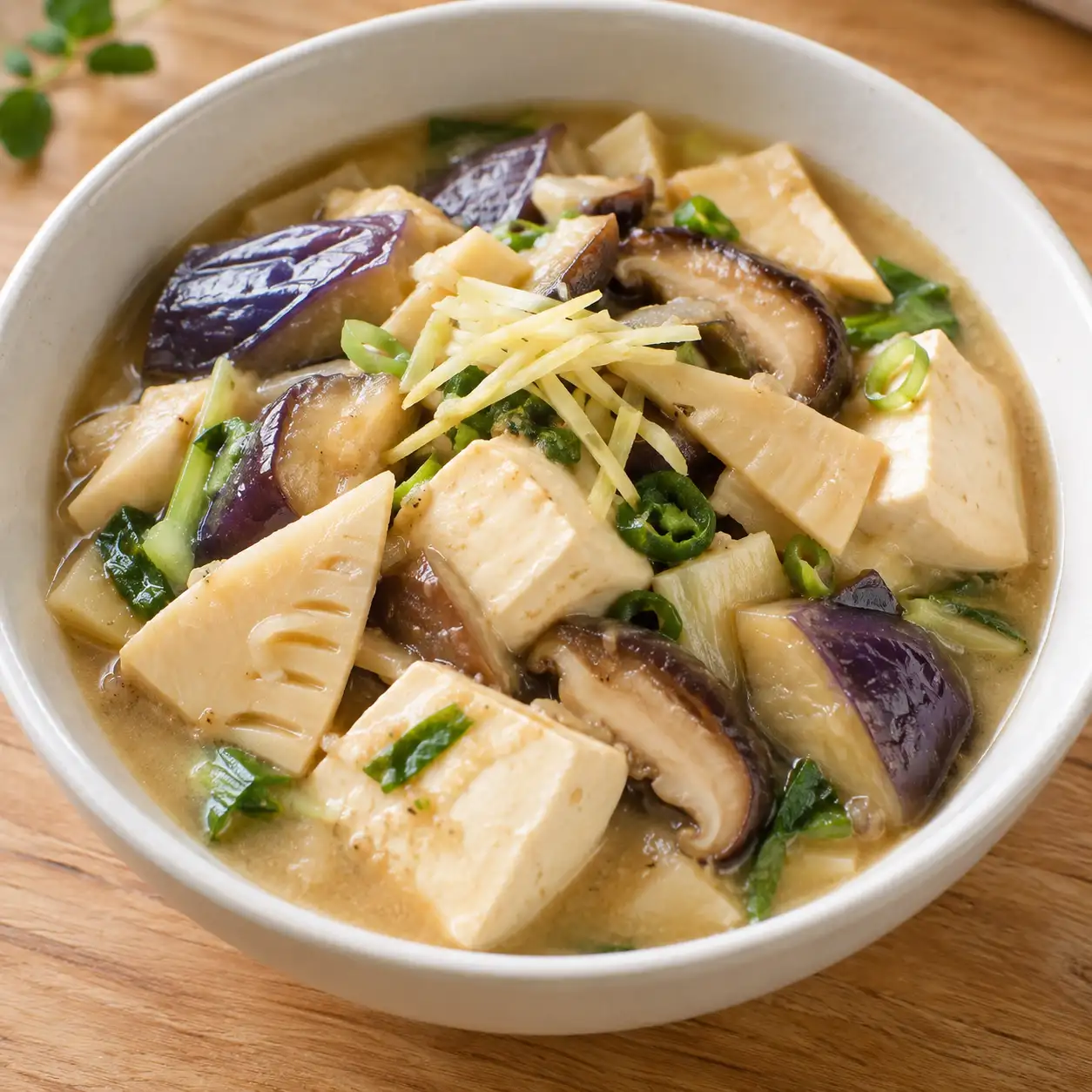 味噌嫩豆腐竹筍煨