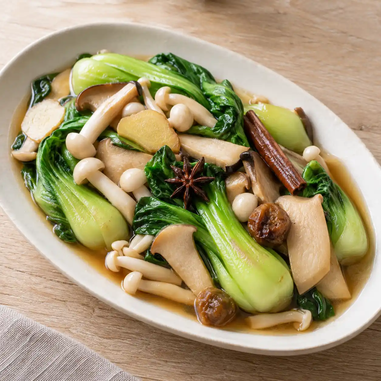 白精靈菇青江菜五香滷