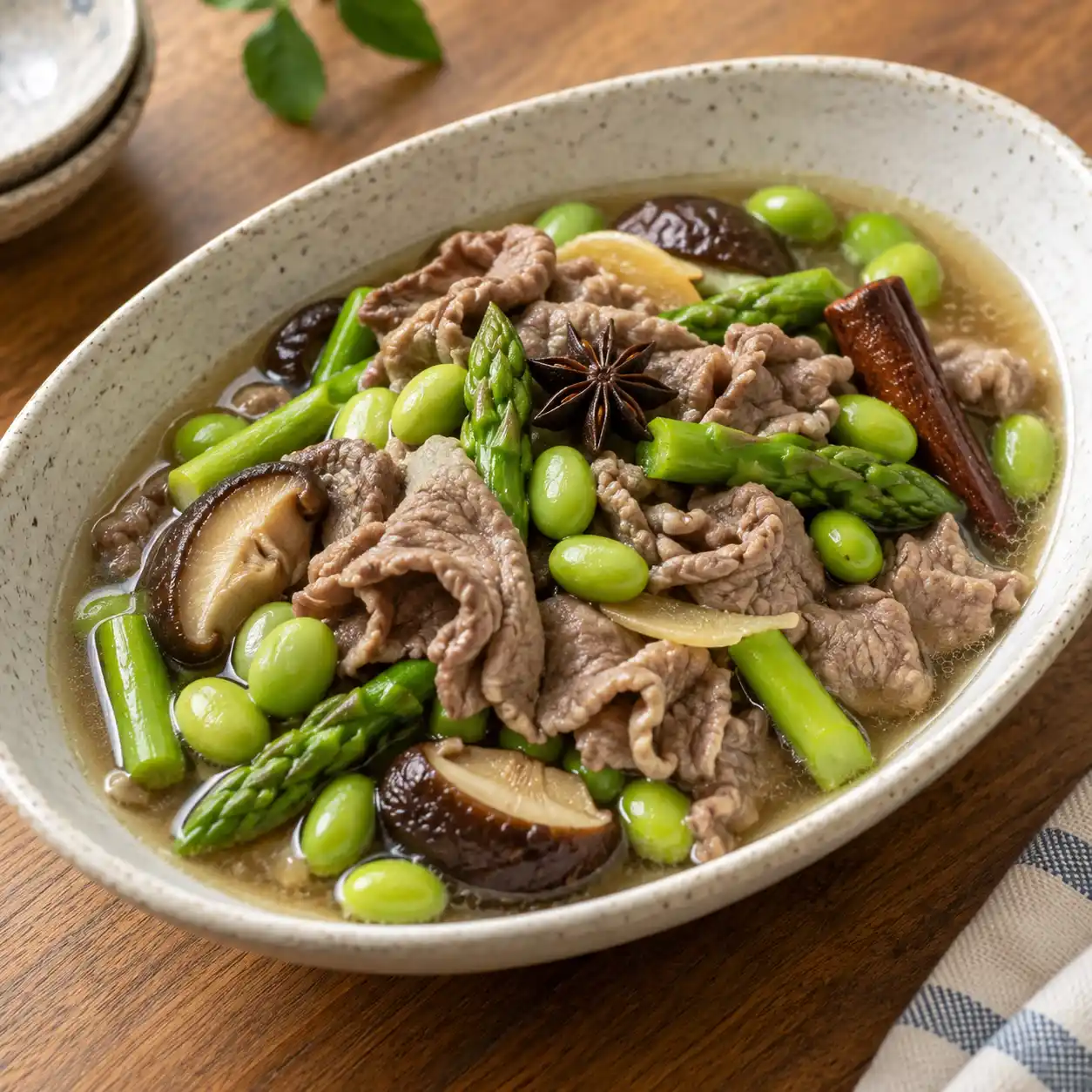 牛肉片毛豆白滷