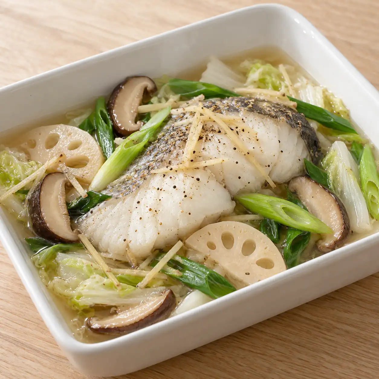 白胡椒鱈魚蒜苗煨