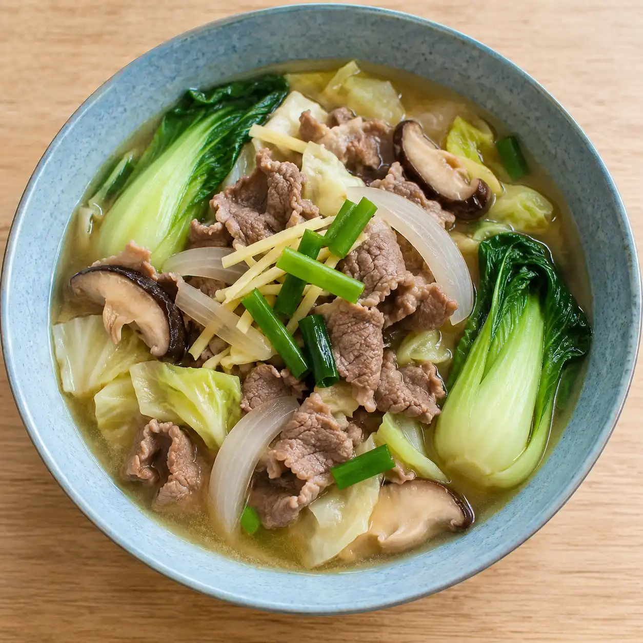 味噌牛肉片青江菜燉