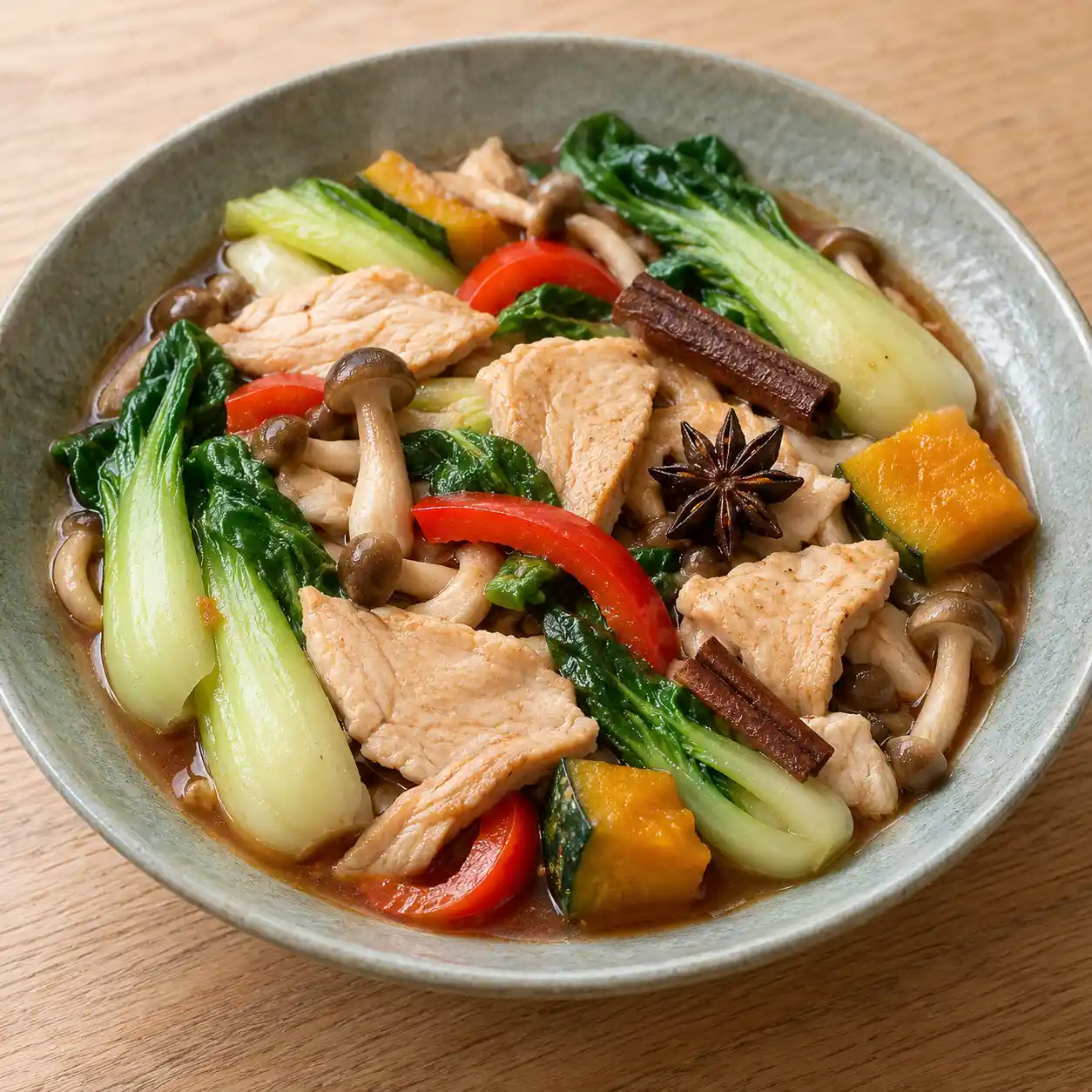 雞肉片青江菜五香滷