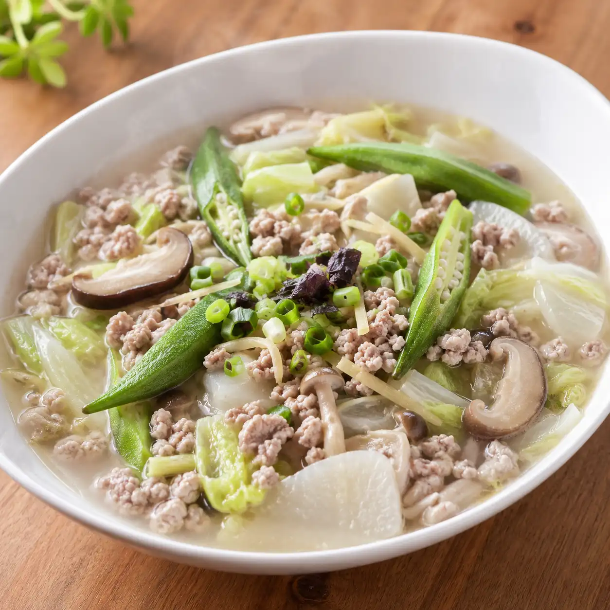 瘦絞肉秋葵白滷