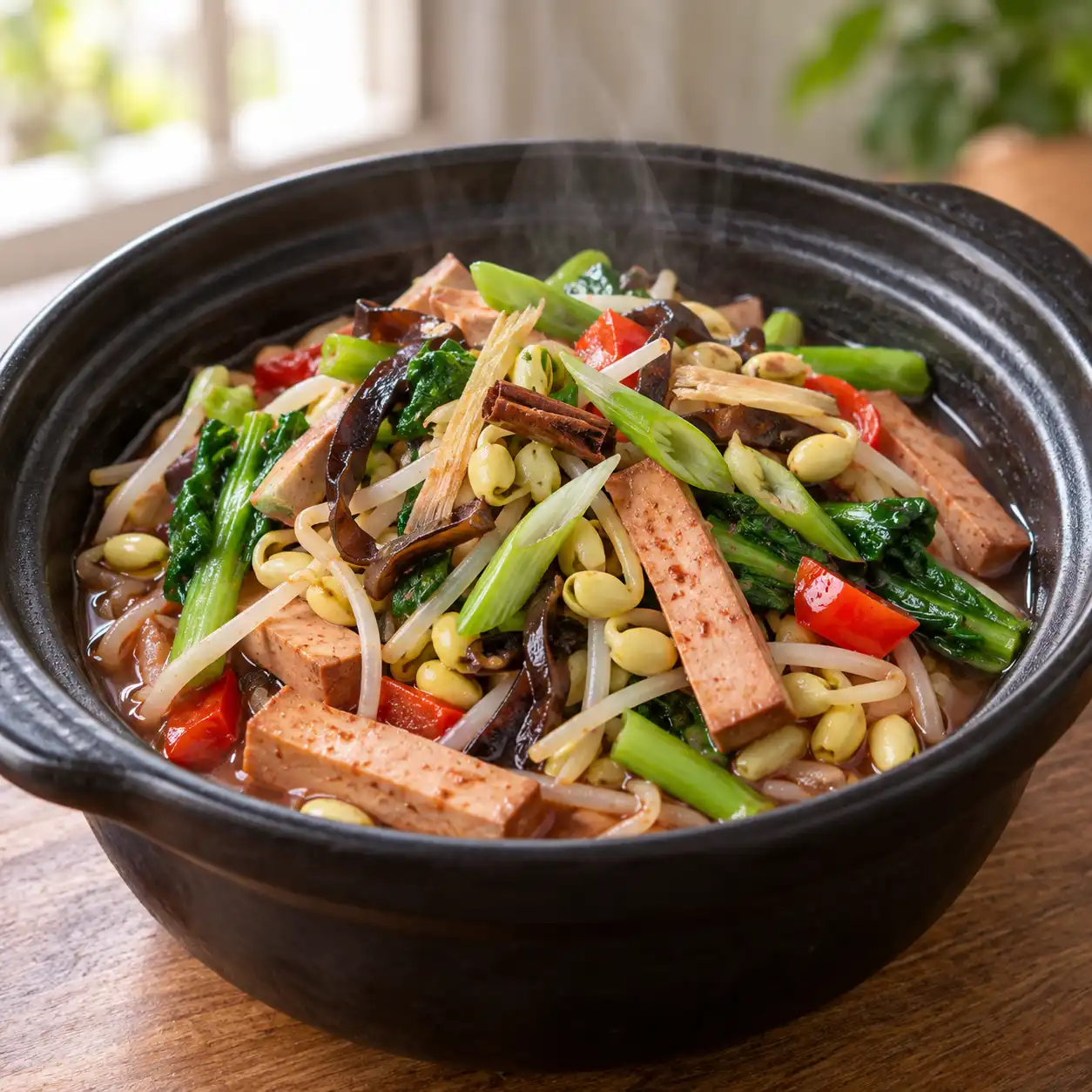 紅麴豆干黃豆芽煨