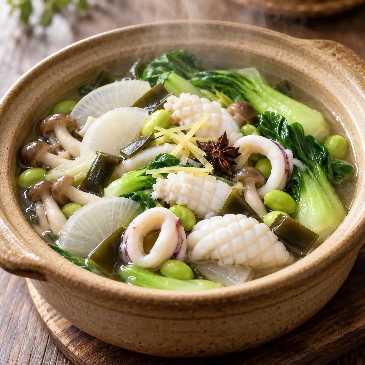 昆布花枝青江菜煨