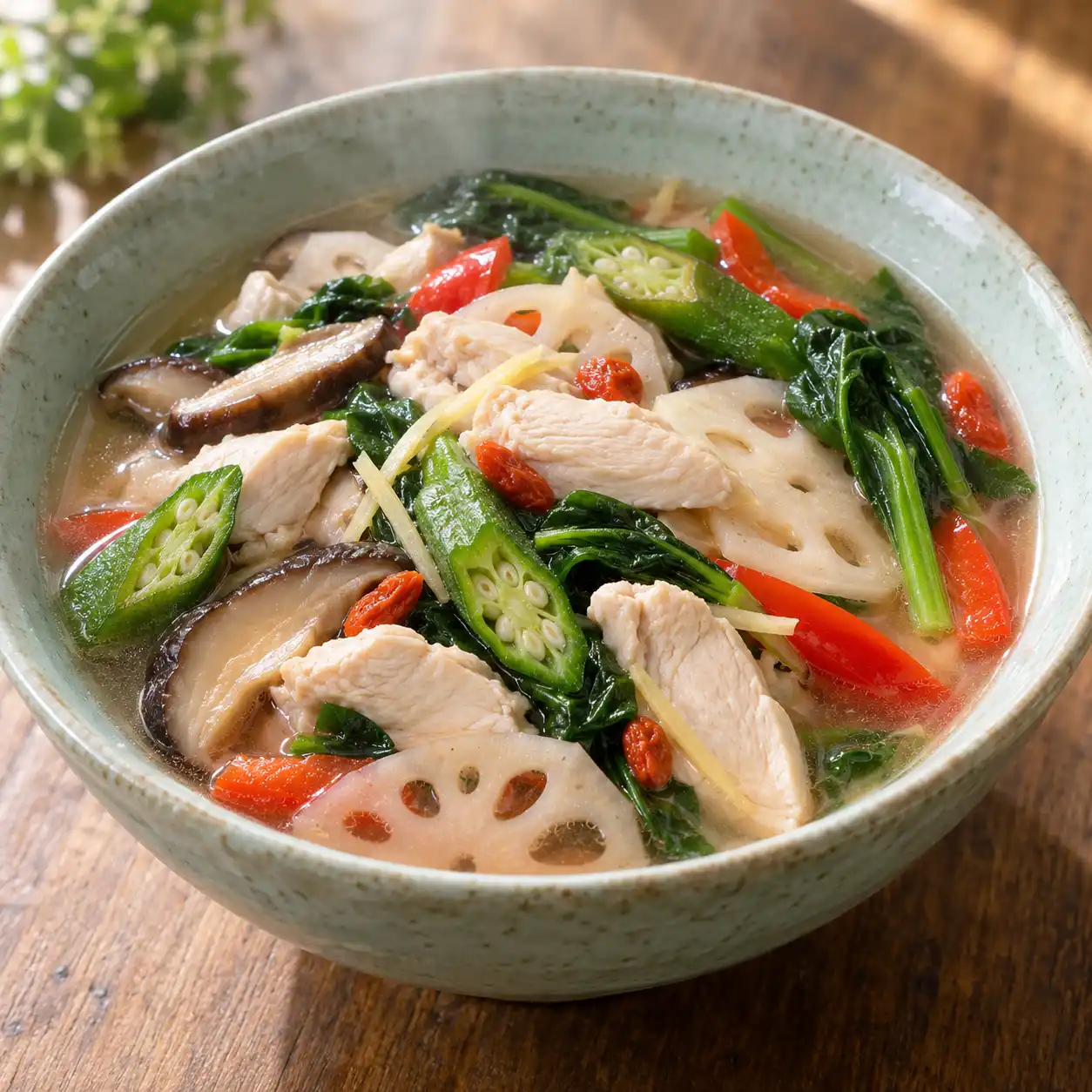 梅香雞肉片秋葵清燉
