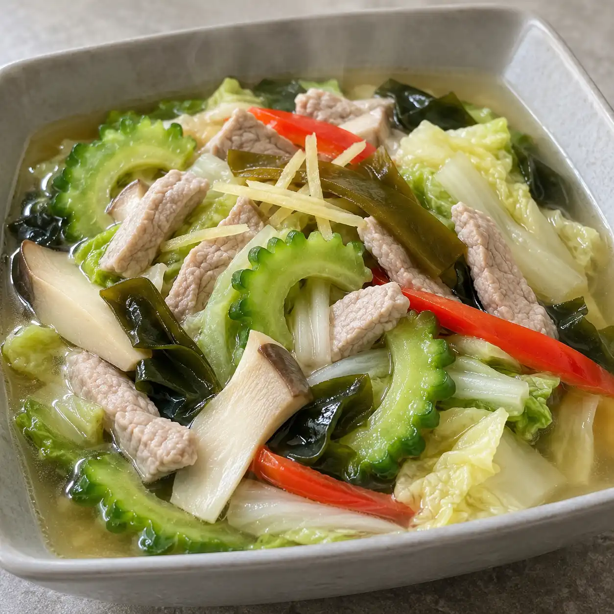剝皮辣椒豬柳苦瓜煨