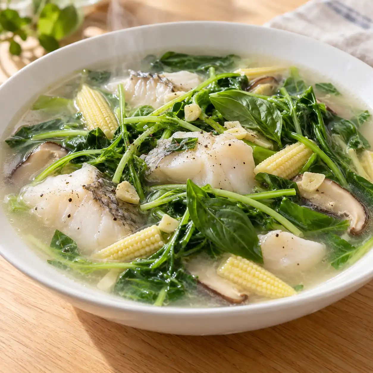 鱈魚豆苗自然滑羹