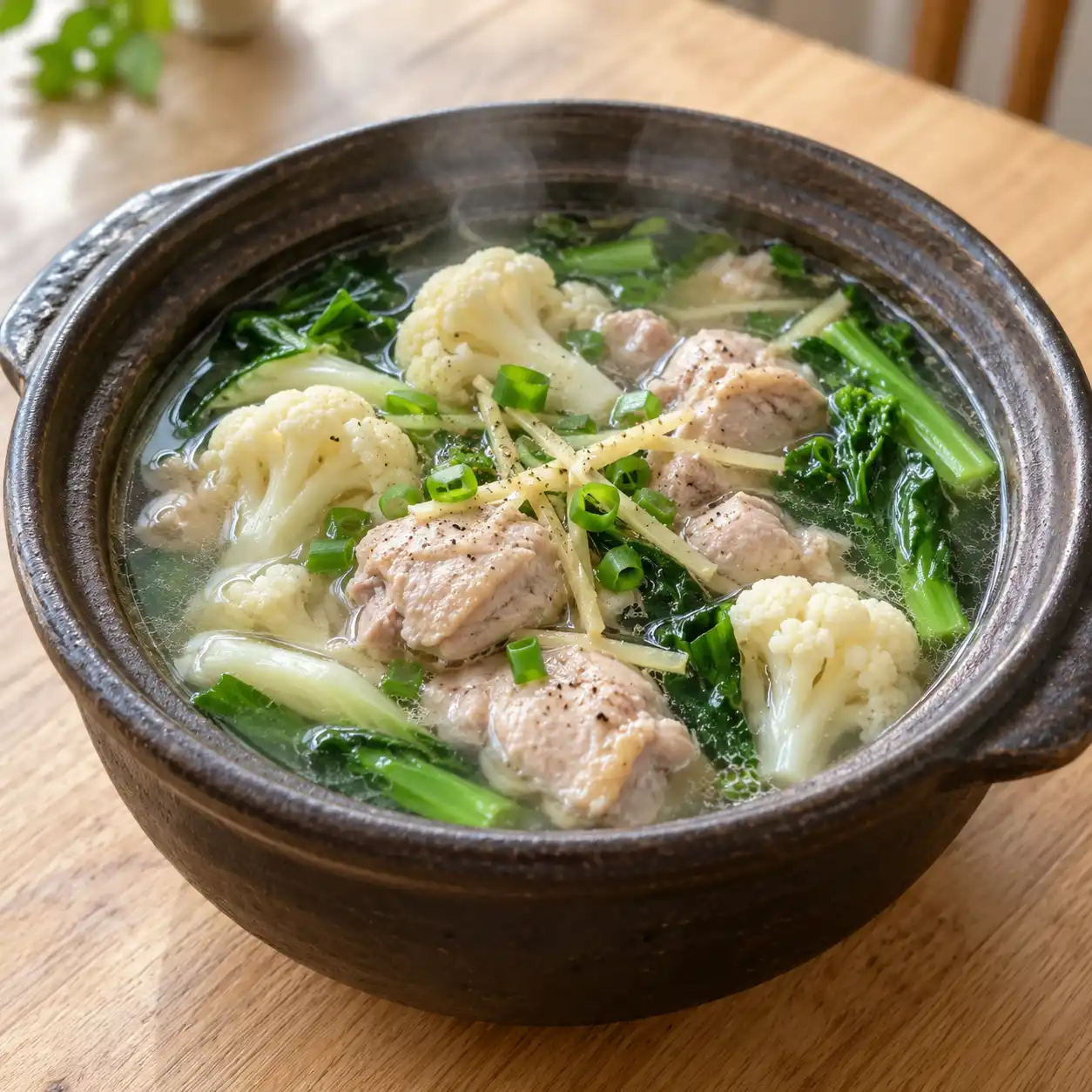 薑絲雞腿白花椰蔬菜湯