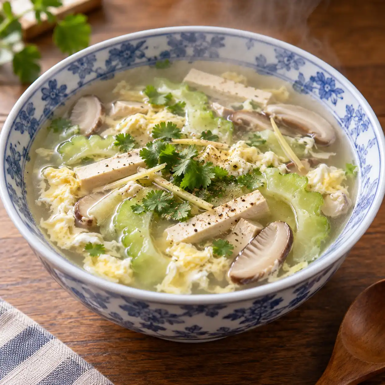 白胡椒豆干蘑菇蛋花湯