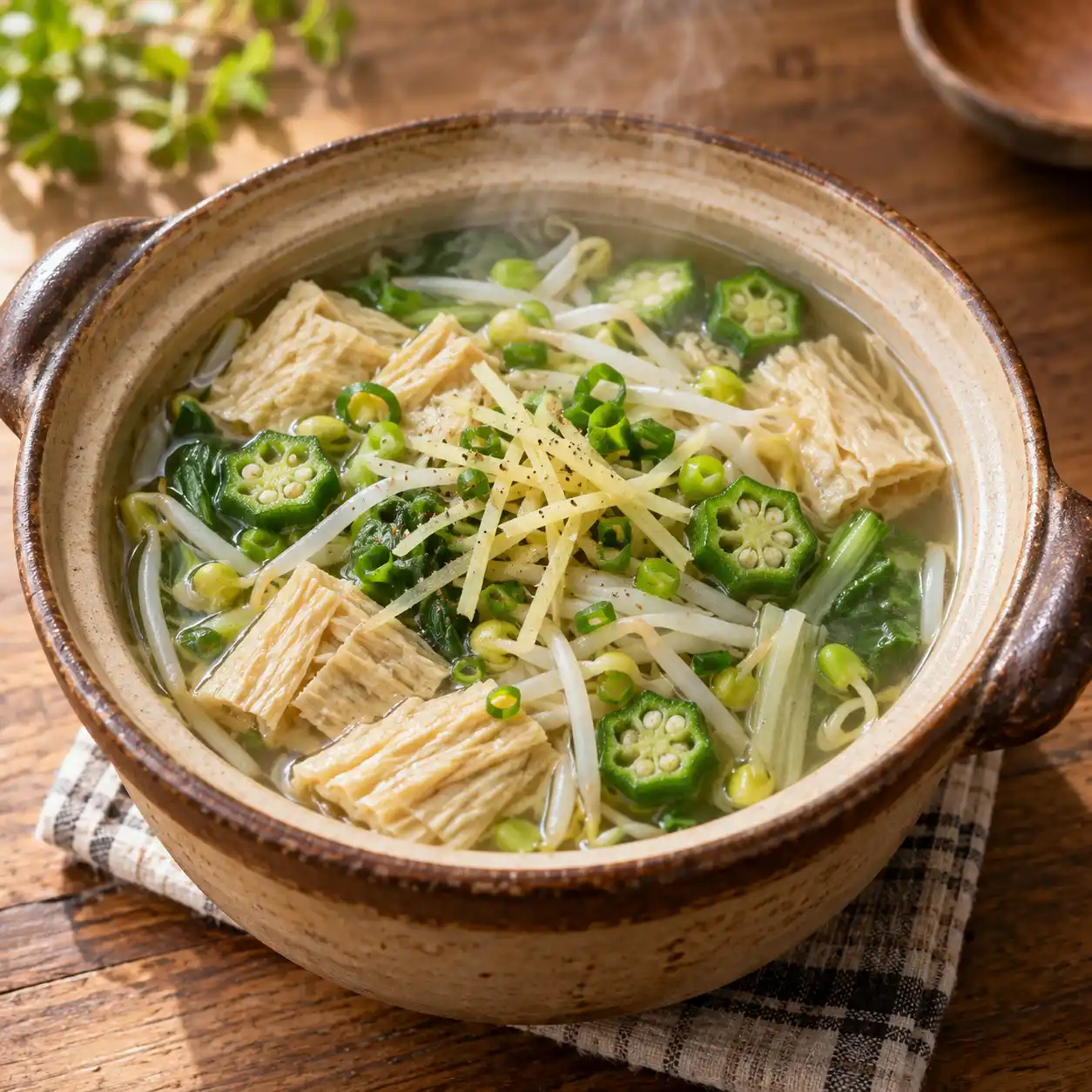 薑絲豆包綠豆芽蔬菜湯