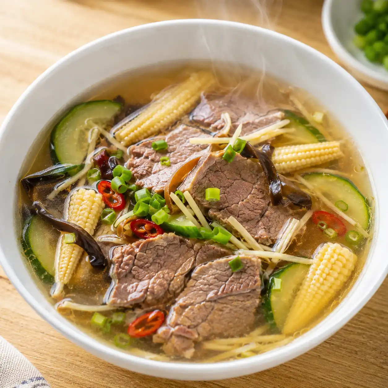 牛腱玉米筍酸辣湯