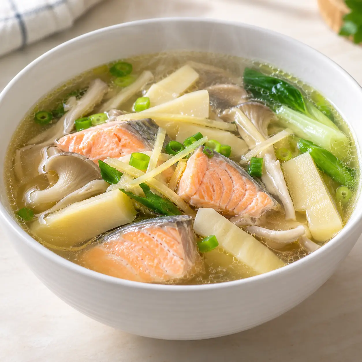 薑絲鮭魚竹筍湯