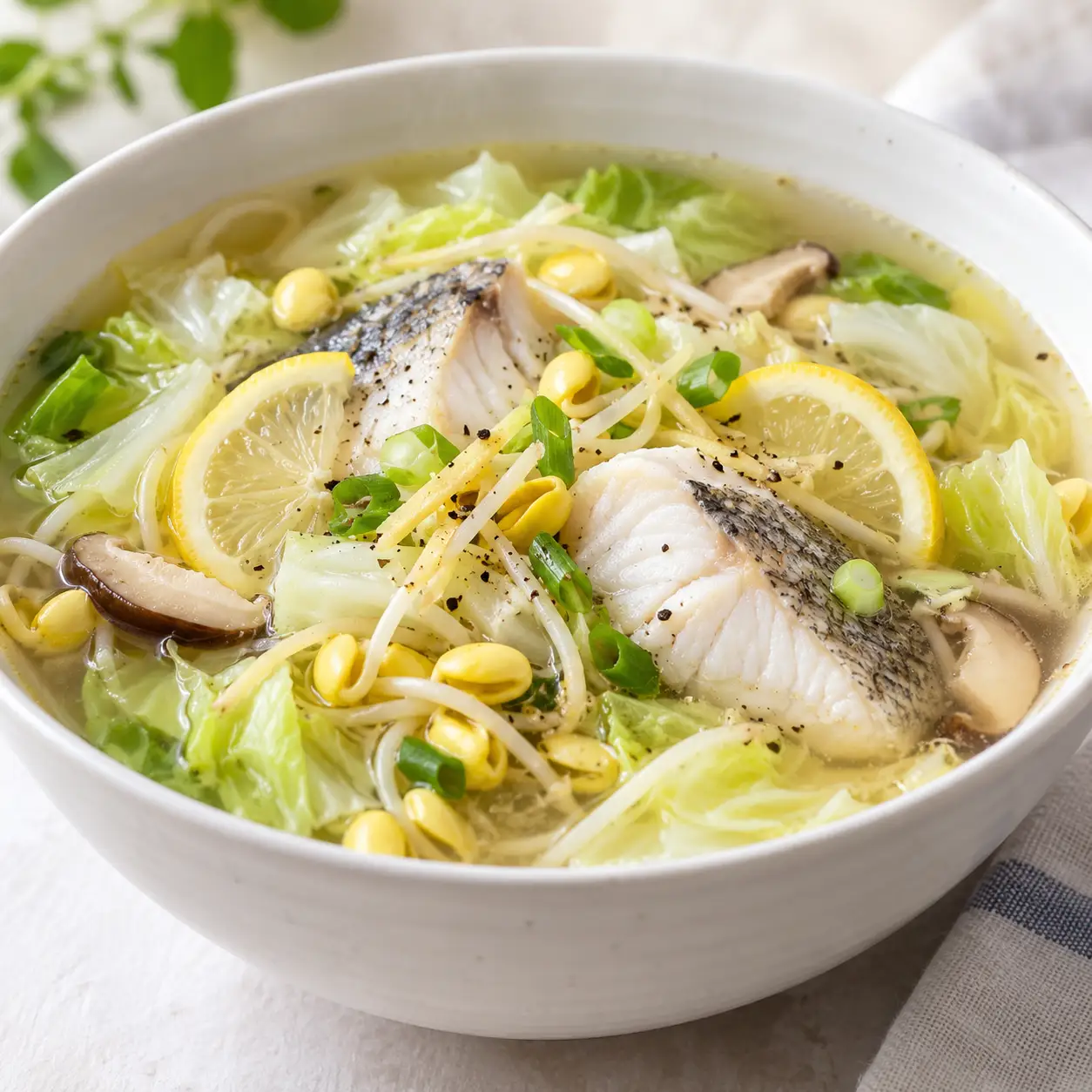 檸香鱸魚黃豆芽湯