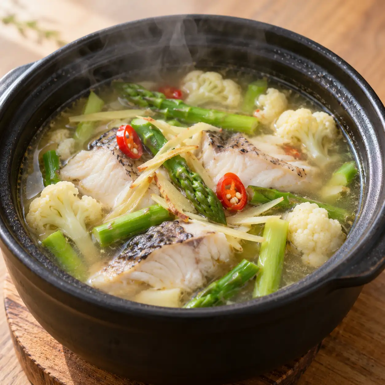 鯛魚蘆筍酸辣湯
