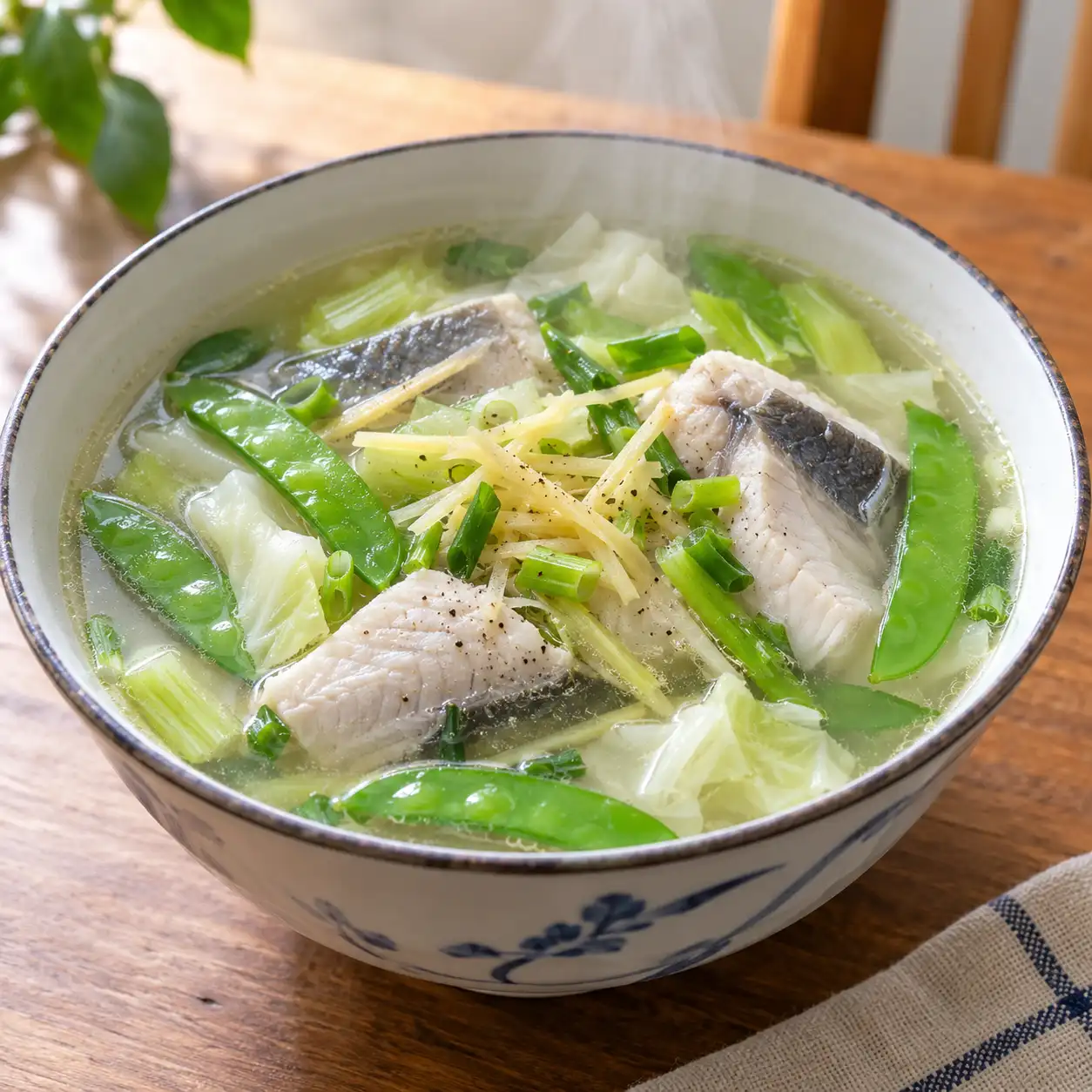 薑絲虱目魚荷蘭豆湯