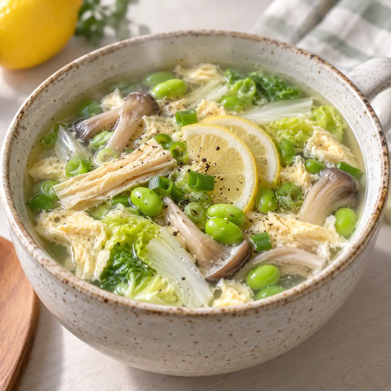 檸檬豆包毛豆蛋花湯
