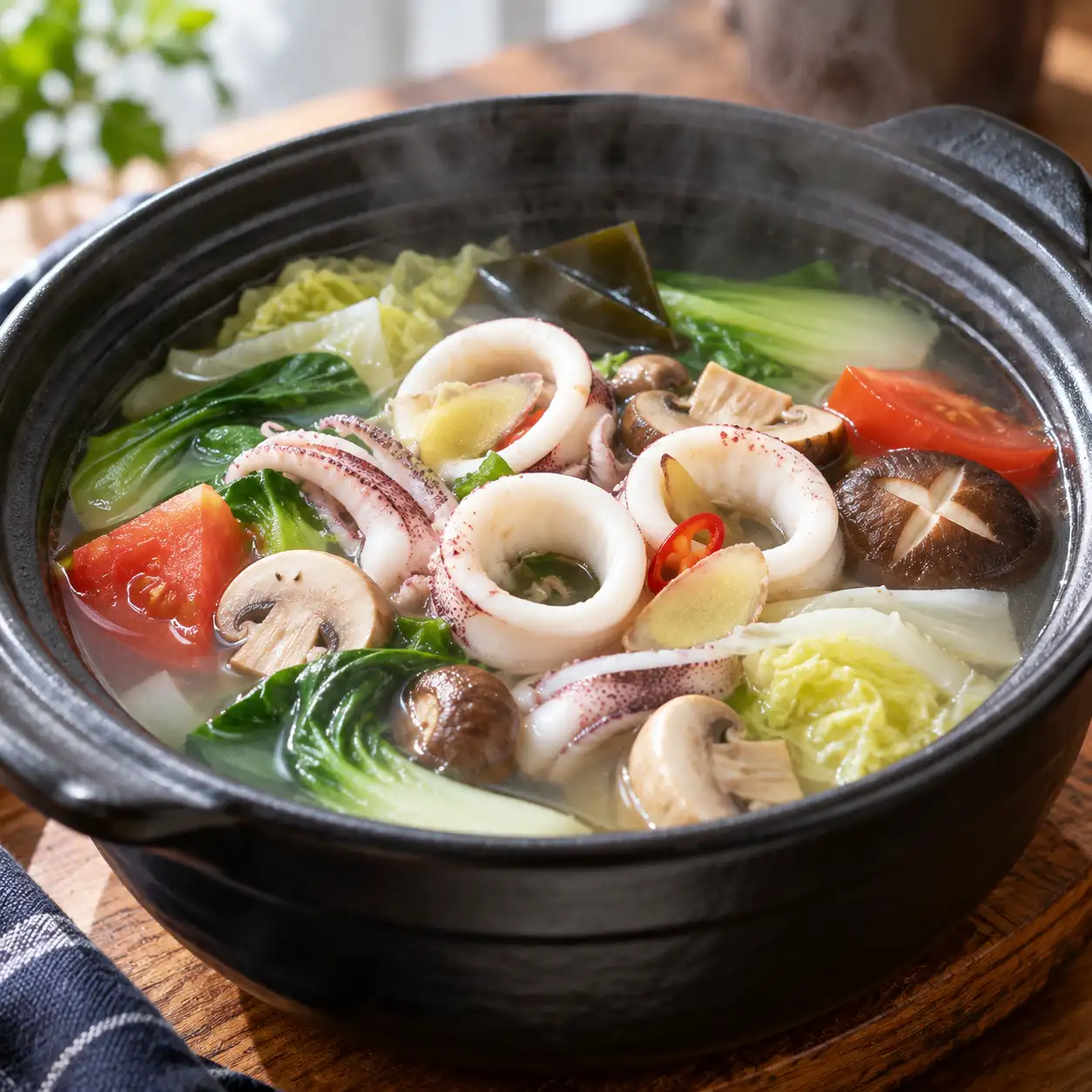透抽蘑菇清湯